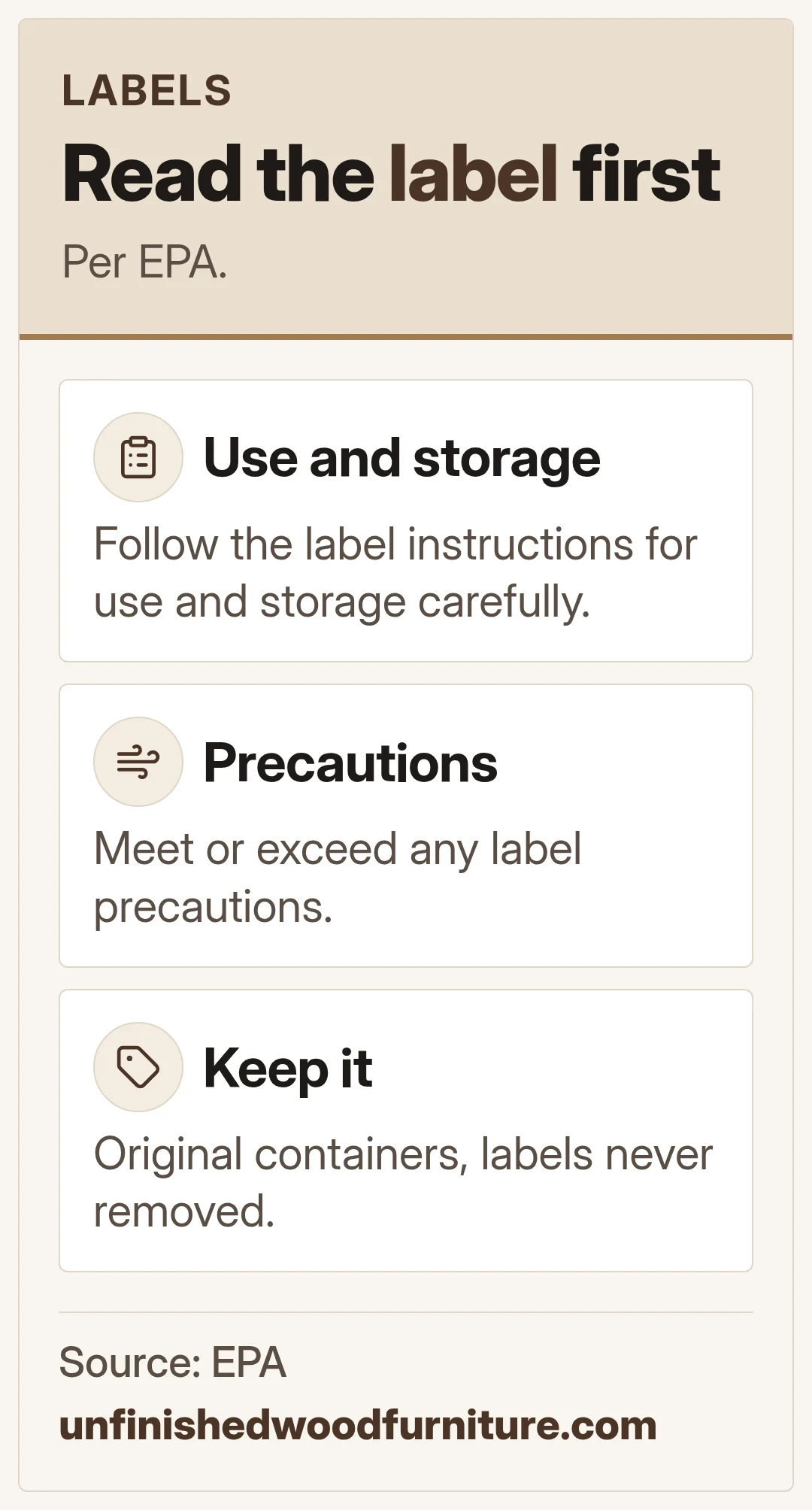 Read the label first. Per EPA.